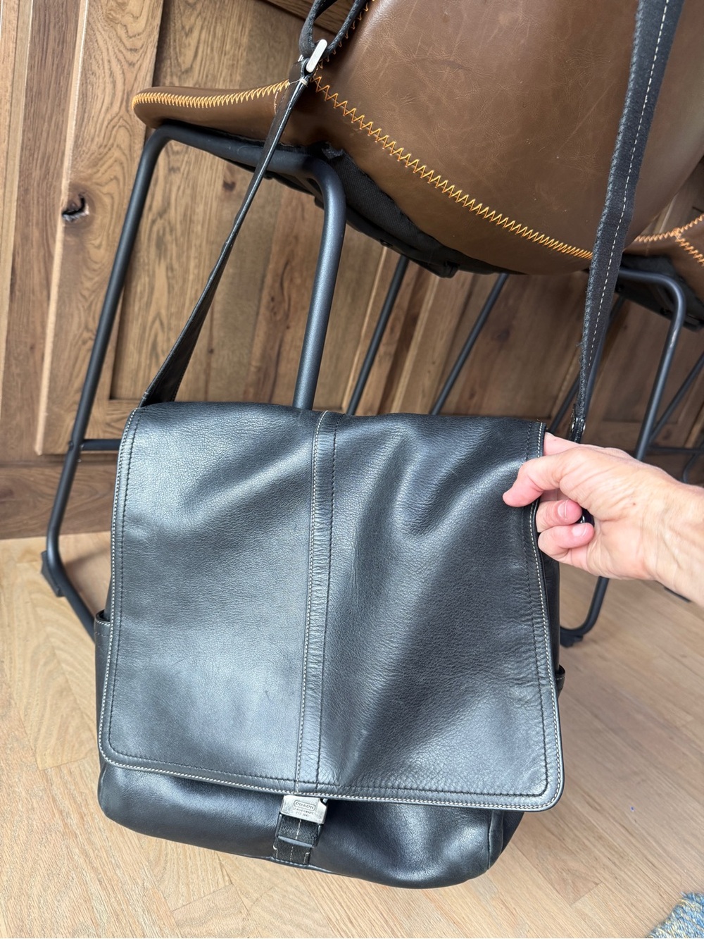Coach Black Leather Messenger Bag